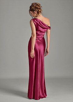 Azazie Emerson Vestidos de damas de honor Vestido de Borgoña de Satén Metálico de Corte Sirena con Vestidos sin tirantes image2