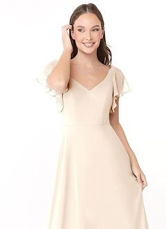 Azazie Syenna Bridesmaid Dresses White Alabaster A-Line Ruched Chiffon Dress image5
