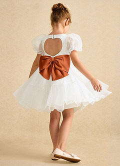 Azazie Debbie Abiti da Ragazza di Fiori Abito Principessa in Organza Scollo a Cuore Avorio Arancia Bruciata image6