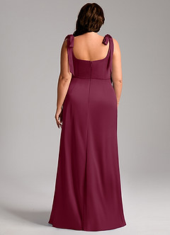 Azazie Frostine Brautjungfernkleider A-Linie Schleifen Stretch-Satin Kleid Maulbeerrot image13