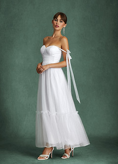 Azazie Angelica Wedding Dresses Diamond White A-Line Sweetheart Neckline Tulle Dress image6