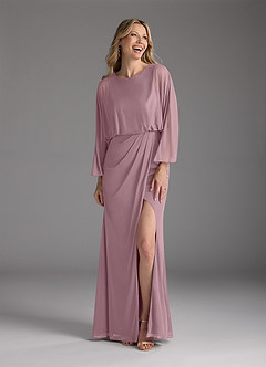 Azazie Ysabella Mother of the Bride Dresses Dusty Rose Mermaid Pleated Mesh Dress image3