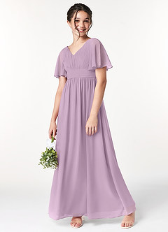 Azazie Temeka Junior Wisteria A-Line Pleated Chiffon Dress image1