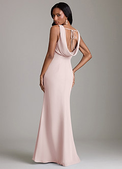 Azazie Linelle Bridesmaid Dresses Blushing Pink Mermaid Pleated Chiffon Dress image2