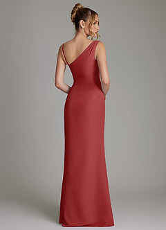 Azazie Ama Bridesmaid Dresses Rust A-Line Pleated Chiffon Dress image5