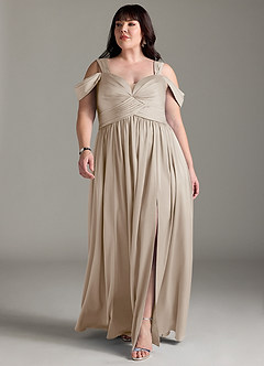 Azazie Lianne Bridesmaid Dresses Frost A-Line Off the Shoulder Stretch Satin Dress image11