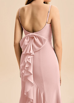 Azazie Lioren Junior Powder Pink Mermaid Bow Chiffon Dress image6