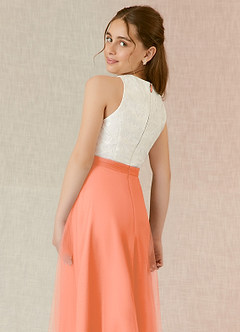 Azazie Albertine Junior Robe Trapèze en Mousseline de soie Dentelle Coucher De Soleil image6