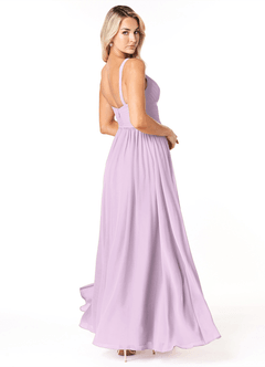 Azazie Chanel Jurken voor bruidsmeisjes Jurk van Chiffon met A-Lijn Geplooid Frosted Lila image5