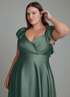 Azazie Leilani Brautjungfernkleider A-Linie Gestreift Stretch-Satin Kleid Seemoos image3