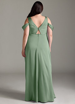 Azazie Rhea Maternity Bridesmaid Dresses A-Line Off-The-Shouler Pleated Stretch Satin Floor-Length Dress image9