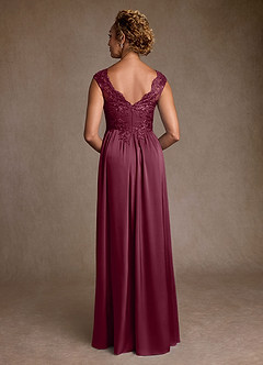 Azazie Amethyst Mother of the Bride Dresses Mulberry A-Line Lace Dress image2