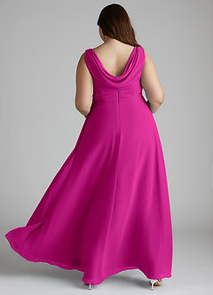 Azazie Karina Bridesmaid Dresses Fuchsia A-Line Pleated Chiffon Dress image9
