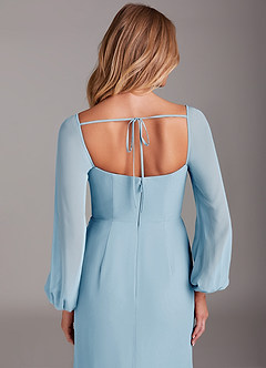 Azazie Charissa Bridesmaid Dresses Sky Blue Sheath Long Sleeve Chiffon Dress image2