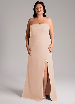 Azazie Leonis Bridesmaid Dresses English Rose Sheath Strapless Chiffon Convertible Dress image11