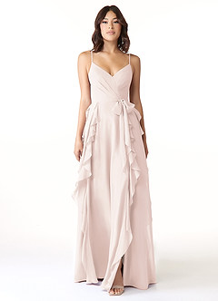 Azazie Peyton Bridesmaid Dresses Rose Petal A-Line Ruched Chiffon Dress image5