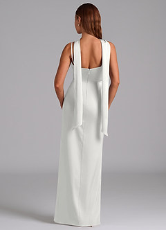 Azazie Calandra Suknie dla druhen Linia A Pofałdowany Satyna elastyczna Do ziemi Sukienka image4