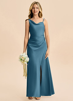 Azazie Abby Junior Robe Trapèze en Satin extensible Plissée Bermude image4