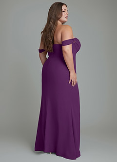 Azazie Johana Bridesmaid Dresses Grape Mermaid Off the Shoulder Chiffon Convertible Dress image9