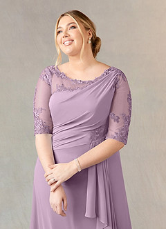 Azazie Dionysus Mother of the Bride Dresses Wisteria A-Line Boatneck Lace Chiffon Dress image10