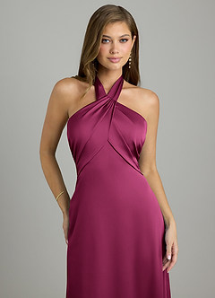 Azazie Nicole Brautjungfernkleider A-Linie Stretch-Satin Kleid Rote Pflaume image5