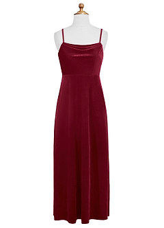 Azazie Solange Junior Burgundy A-Line Velvet Dress image7