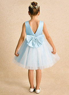 Azazie Esme Flower Girl Dresses Sky Blue Ball-Gown Bow Tulle Dress image8