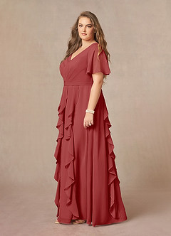 Azazie Watson Mother of the Bride Dresses Rust A-Line V-Neck Chiffon Dress image8