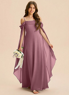 Azazie Moana Junior Amethyst A-Line Pleated Chiffon Dress image3