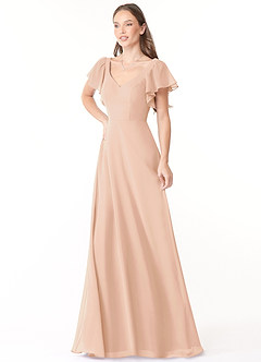 Azazie Syenna Bridesmaid Dresses English Rose A-Line Ruched Chiffon Dress image4