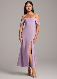 Azazie Saige Bridesmaid Dresses Wisteria Sheath Off the Shoulder Chiffon Convertible Dress image1