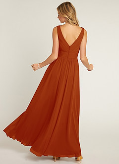 Azazie Pierrette Final Sale Paprika A-Line Pleated Chiffon Dress image2