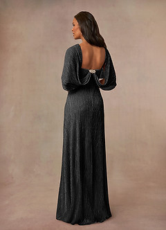 Azazie Loretta Mère de la mariée Robes Robe Trapèze en Maille métallique Cape à capuche Noir image2