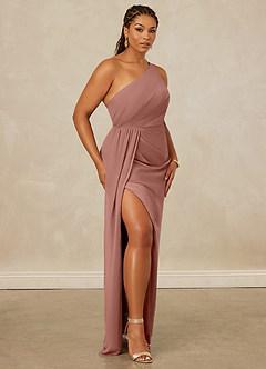 Christian Siriano Bridal for Azazie 1003 Bridesmaid Dresses Cedar Rose Sheath One Shoulder Chiffon Dress image12