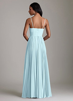 Azazie Akiko Robes de demoiselle d'honneur Robe Trapèze en Mousseline de soie Décolleté en cœur Bleu Nuage image5