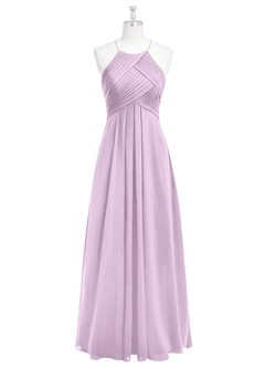 Azazie Ginger Abiti da Damigella Abito A-Line in Chiffon con Scollo Halter a Pieghe Lilla Glassato image6