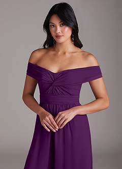 Azazie Lamara Bridesmaid Dresses Grape Off the Shoulder Chiffon Convertible Jumpsuit image7