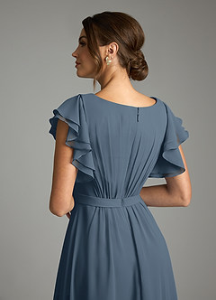 Azazie Daphne Modest Bridesmaid Dresses A-Line Ruffled Chiffon Floor-Length Dress image6