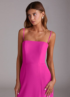 Azazie Wren Vestidos de madrinha de casamento Vestido Fúcsia de Chiffon de Linha A com Sem alças image2