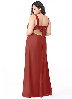 Azazie Christiana Bridesmaid Dresses Terracotta A-Line V-Neck Pleated Chiffon Dress image8