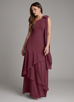 Azazie Monique Suknie dla druhen Linia A Jedno ramię Szyfon Do ziemi Sukienka image6