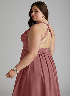 Azazie Ashia Final Sale Desert Rose A-Line Pleated Chiffon Dress image8