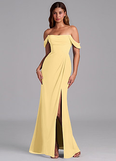 Azazie Johana Jurken voor bruidsmeisjes Converteerbaar Jurk van Chiffon met Zeemeermin Off-shoulder Boter image7