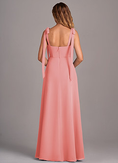 Azazie Debra Bridesmaid Dresses Coral A-Line with Pockets Chiffon Convertible Dress image3