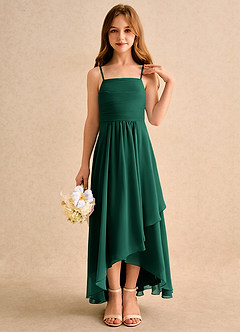 Azazie Twilight Dance Girls Formal Flower Girl Dresses Emerald A-Line Pleated Chiffon Dress image5