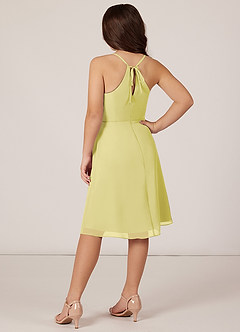 Azazie Doll Junior Lemon Sorbet A-Line Bow Chiffon Dress image4