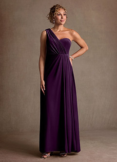 Azazie Aphra Klänningar till brudens mor Klä Tubklänning i sammet Ena axeln Druva image3