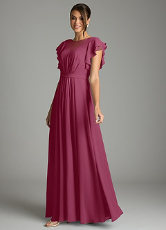 Azazie Daphne vestidos de dama de honor modestos Vestido de Corte en A Volantes Hasta el suelo Gasa image3