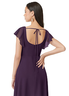 Azazie Bondi Bridesmaid Dresses Plum A-Line Ruched Chiffon Dress image2
