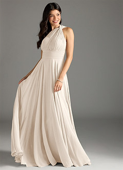 Azazie Charlize Bridesmaid Dresses White Alabaster A-Line One Shoulder Chiffon Dress image10